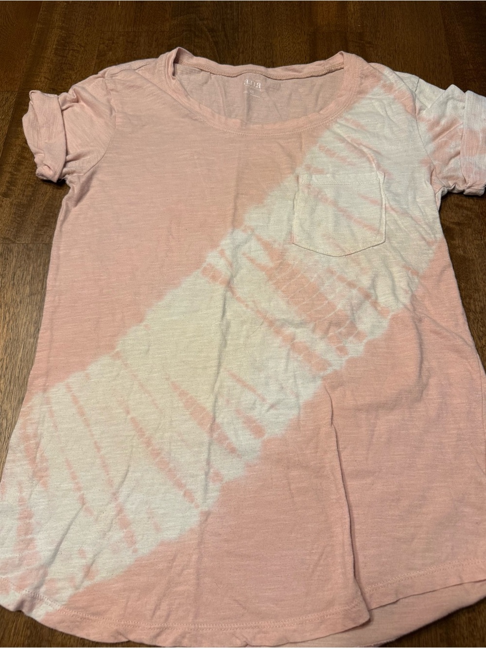 a.n.a Pink and White Tie-Dye Short Sleeve Pocket Tee